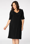 Dress ruffled V-neck DOLCE - black - #1