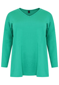 Pullover V basic - green - #4