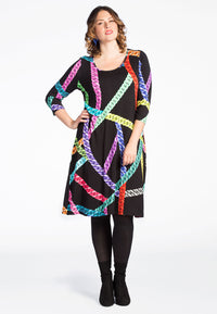 Dress NEON CHAINS A-line - black - #2