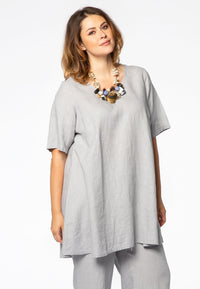 Tunic wide bottom LINEN - grey - #1