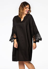 Dress lace cuffs LINEN - black - #1