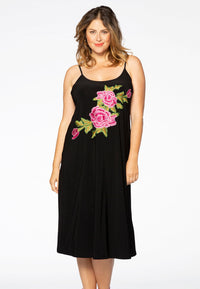 Kleid mit Spaghettiträgern und Rosen DOLCEDress spaghetti rose DOLCE - black - #1