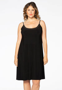 Kleid mit Spaghettiträgern und Perlen DOLCEDress spaghetti beads DOLCE - black - #1