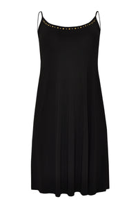 Kleid mit Spaghettiträgern und Perlen DOLCEDress spaghetti beads DOLCE - black - #4