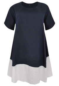 Kleid im Colourblock-Design LINENDress colourblock LINEN - blue - #4