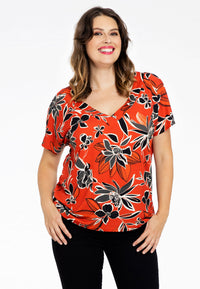 Shirt doppelter V-Ausschnitt MIX PRINTShirt double V-neck MIX PRINT - red - #1