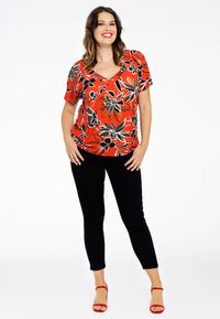 Shirt doppelter V-Ausschnitt MIX PRINTShirt double V-neck MIX PRINT - red - #2
