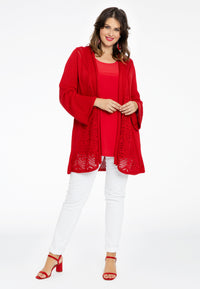 Cardigan long AJOUR - red - #2