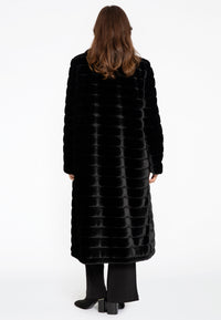 Mantel aus gestreiftem KunstpelzCoat panelled faux fur - black - #3