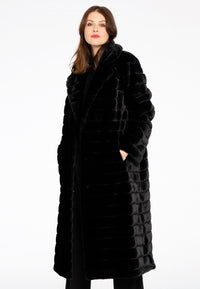 Mantel aus gestreiftem KunstpelzCoat panelled faux fur - black - #1