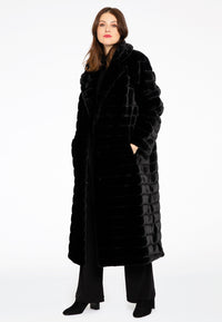 Mantel aus gestreiftem KunstpelzCoat panelled faux fur - black - #2
