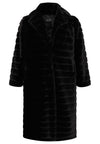 Mantel aus gestreiftem KunstpelzCoat panelled faux fur - black - #4