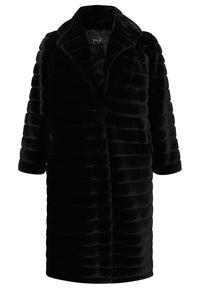 Mantel aus gestreiftem KunstpelzCoat panelled faux fur - black - #4