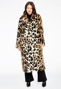 Coat faux fur LEOPARD - brown - #1