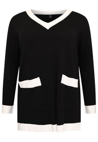 Pullover mit kontrastierenden StreifenPullover contrasting borders - black - #4