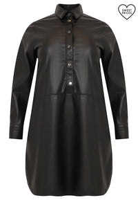 Blouse-dress FAUX LEATHER - black - #3