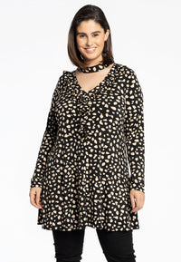 Tunic V frill wide bottom STONES - black - #1