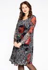 Dress A-line PAINTED - black - #1