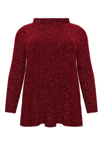 Shirt A-line turtle neck SPARKLE - red - #3