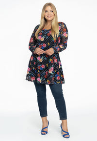 Tunic wide bottom FLOWERDOT - black - #2