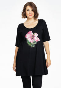 Tunic wide bottom FLOR - black - #1