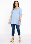 Tunic flare short sl cotton - hellblau