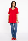 Tunic flare short sl cotton - Rot