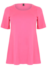 Tunic flare short sl COTTONTunic flare COTTON - pink - #4