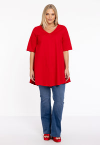 Tunic Swing short sleeve COTTON - red - #2