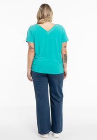 T-shirt doppelt V-Ausschnitt DolceT-shirt v-neck DOLCE - turquoise - #3