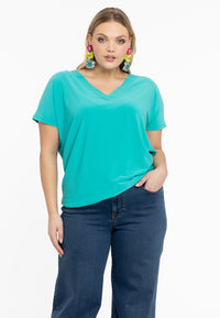 T-shirt doppelt V-Ausschnitt DolceT-shirt v-neck DOLCE - turquoise - #1