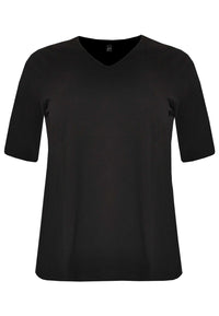 T-shirt v-neck relax fit COTTON - black - #1
