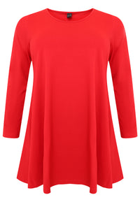 Tunic longsleeve wide bottom COTTON - red - #4