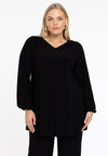 Tunic wide bottom V-neck Dolce - black