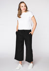 Cropped trousers waist cord LINEN - black