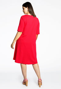 Dress A-line COTTON - red - #3