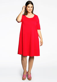 Dress A-line COTTON - red - #2