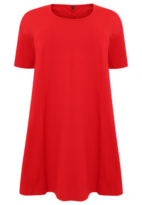 Dress A-line COTTON - red - #4
