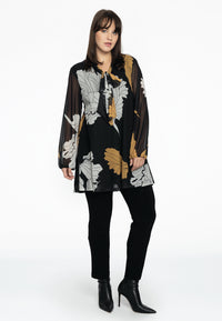 Tunic wide bottom FLOWER - black - #4