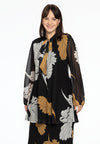 Tunic wide bottom FLOWER - black - #1