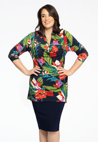 Tunika flare mit Wasserfallausschnitt JANICETunic Flare Collared Cowl JANICE - blue - #1