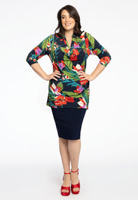 Tunika flare mit Wasserfallausschnitt JANICETunic Flare Collared Cowl JANICE - blue - #2