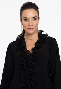 Blouse A-line plisse ruffles DOLCE - black - #5