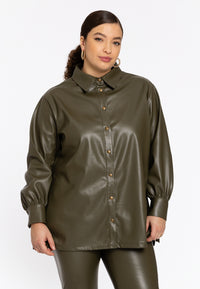 Blouse FAUX LEATHER - light green - #1