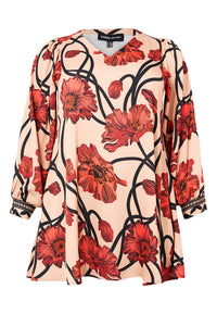 Tunic wide bottom PAPAVERO - red - #4