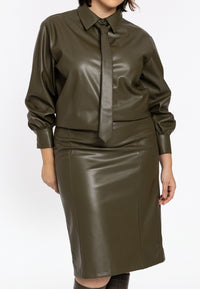 Pencil skirt FAUX LEATHER - light green - #2