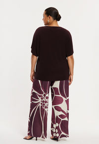 Trousers loose FLORAL MERLOT - dark red - #3