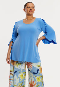 Tunic flare frilled sleeve DOLCE - blue - #1