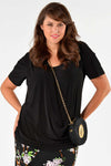 Shirt a-symmetric drape neck DOLCE - black - #1