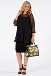 Shirt flare beaded trim LACE - black - #2